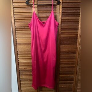 Pink Silky Slip Dress Sz Large NWOT
